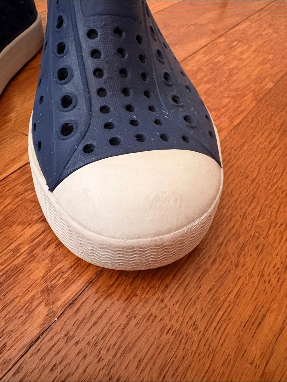 Native Kids Water Shoes in Navy with White Toe